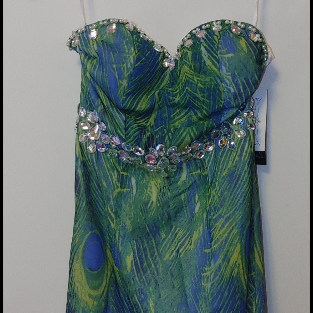 Peacock prom dress size small